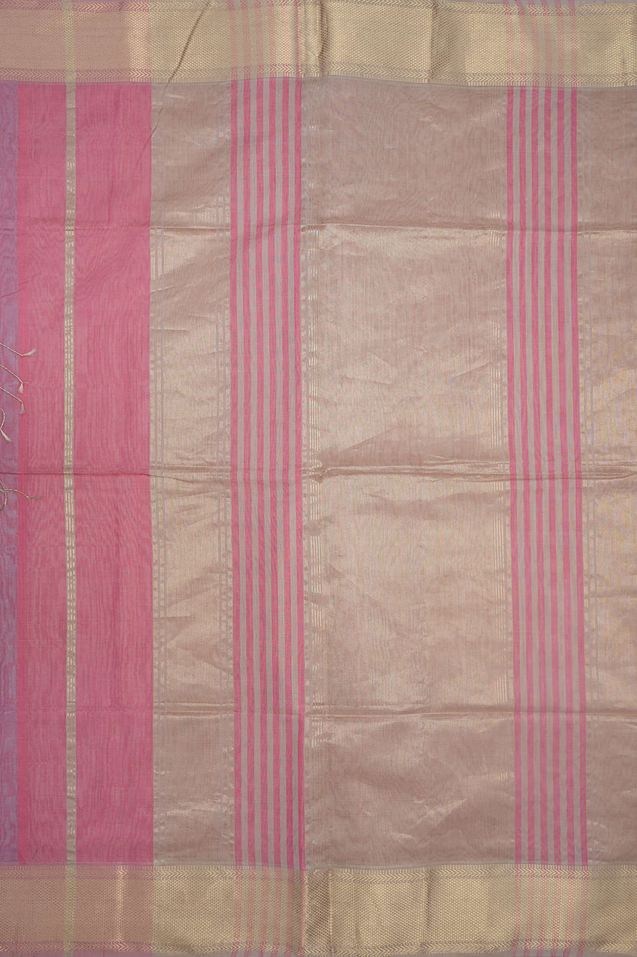 Kuyil Kann Zari Border Tulip Pink Maheswari Silk Cotton