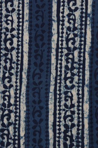 Leaf Motif With Blue Maheshwari Printed Silk Cotton Saree