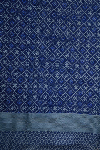 Leaf Border With Geometric Pattern Navy Blue Semi Kota Cotton Saree