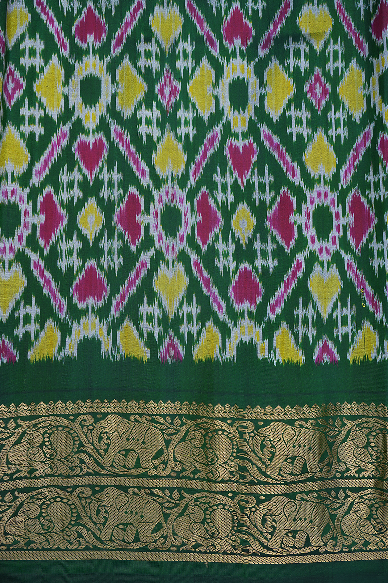 Leaf Digital Printed White Kanchipuram Silk Saree
