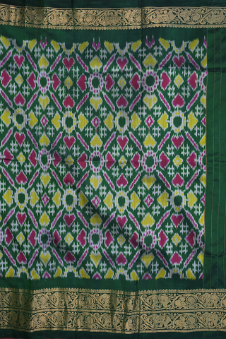 Leaf Digital Printed White Kanchipuram Silk Saree