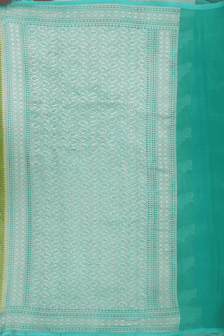 Leaf Design Shades Of Green Georgette Banarasi Silk Saree