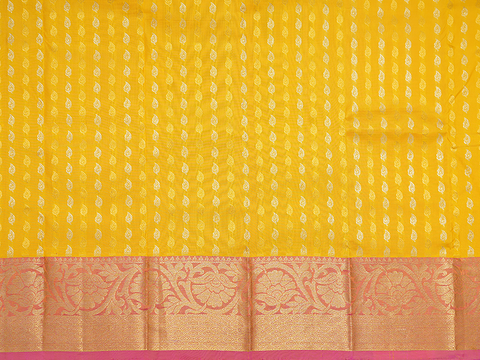 Leaf Design Sunflower Yellow Pavadai Sattai Material