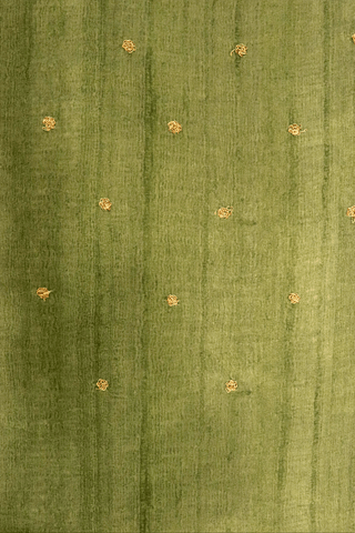 Leaf Printed Border Moss Green Semi Tussar Silk Saree