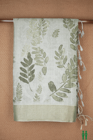 Leaf Printed Design Beige Semi Tussar Silk Saree
