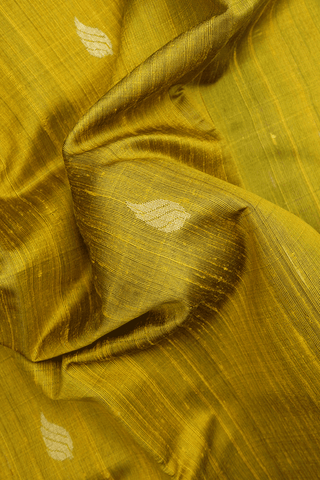 Leaf Zari Buttas Dark Yellow Jute Saree