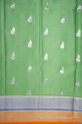 Leaf Zari Buttas Pastel Green Mysore Silk Saree