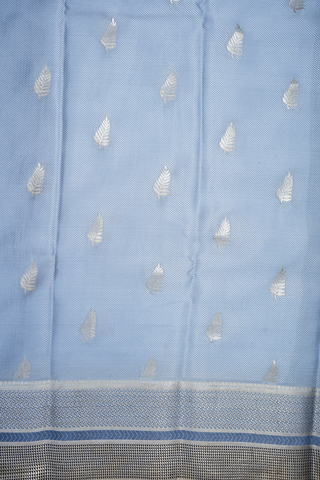 Leaf Zari Buttas Steel Blue Mysore Silk Saree