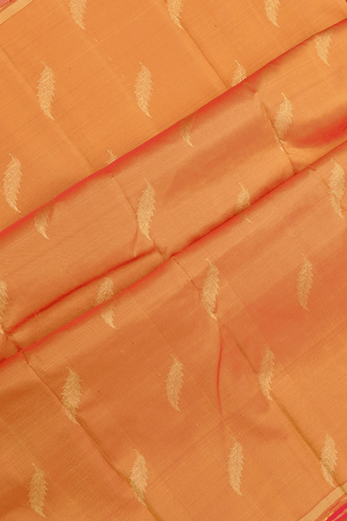 Leaf Zari Motifs Crimson Red Kanchipuram Silk Saree