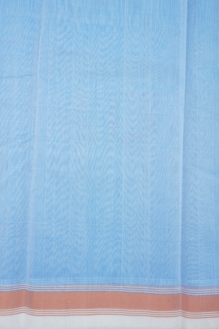 Leaf Zari Motifs Pastel Blue Kora Silk Cotton Saree