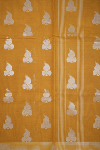 Leaf Zari Motifs Golden Yellow Coimbatore Cotton Saree