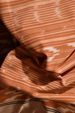 Light Brown Cotton Ikat Single Bedsheet