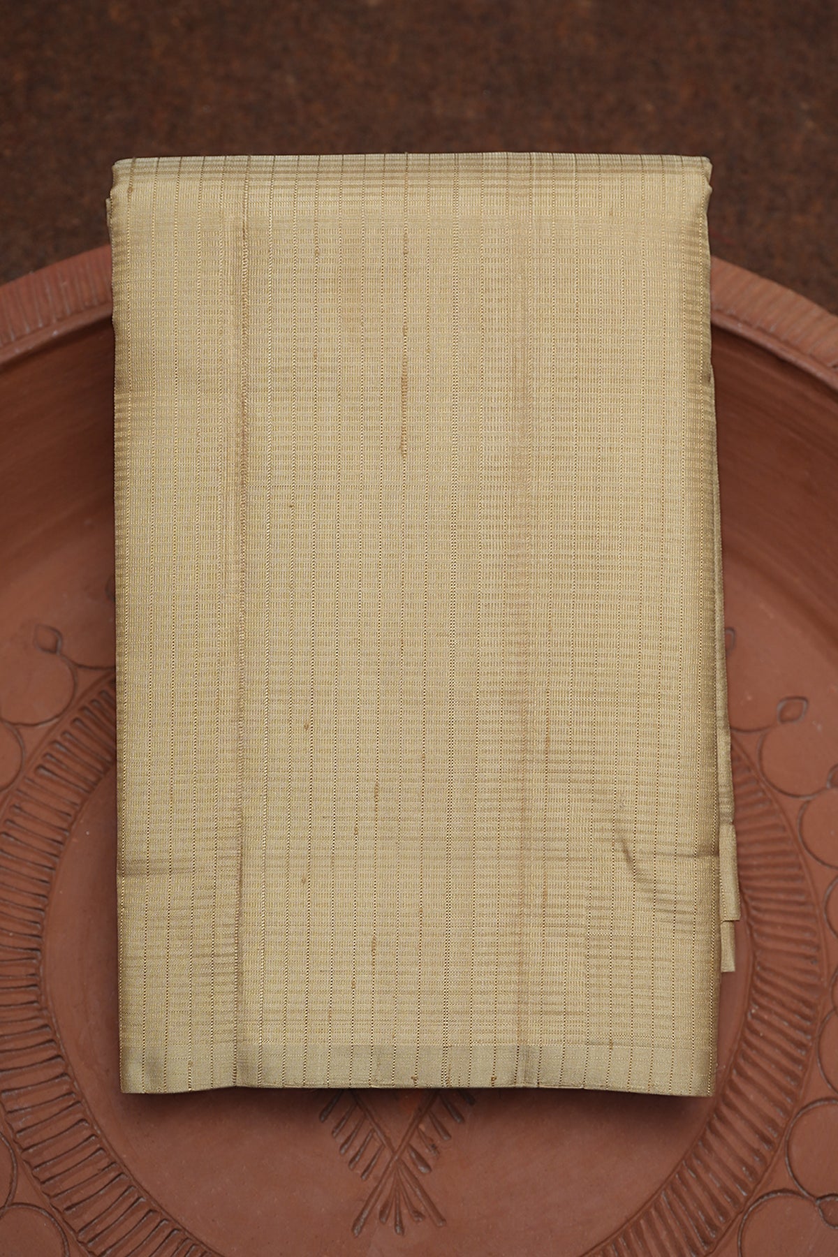 Lightweight Plain Beige Kanchipuram Silk Saree