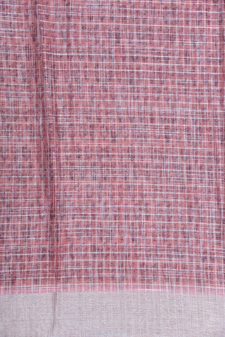 Zari Border With Paisley Floral Design Coral Pink Linen Cotton Saree