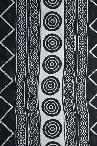 Floral Design Printed Black Ahmedabad Cotton Saree