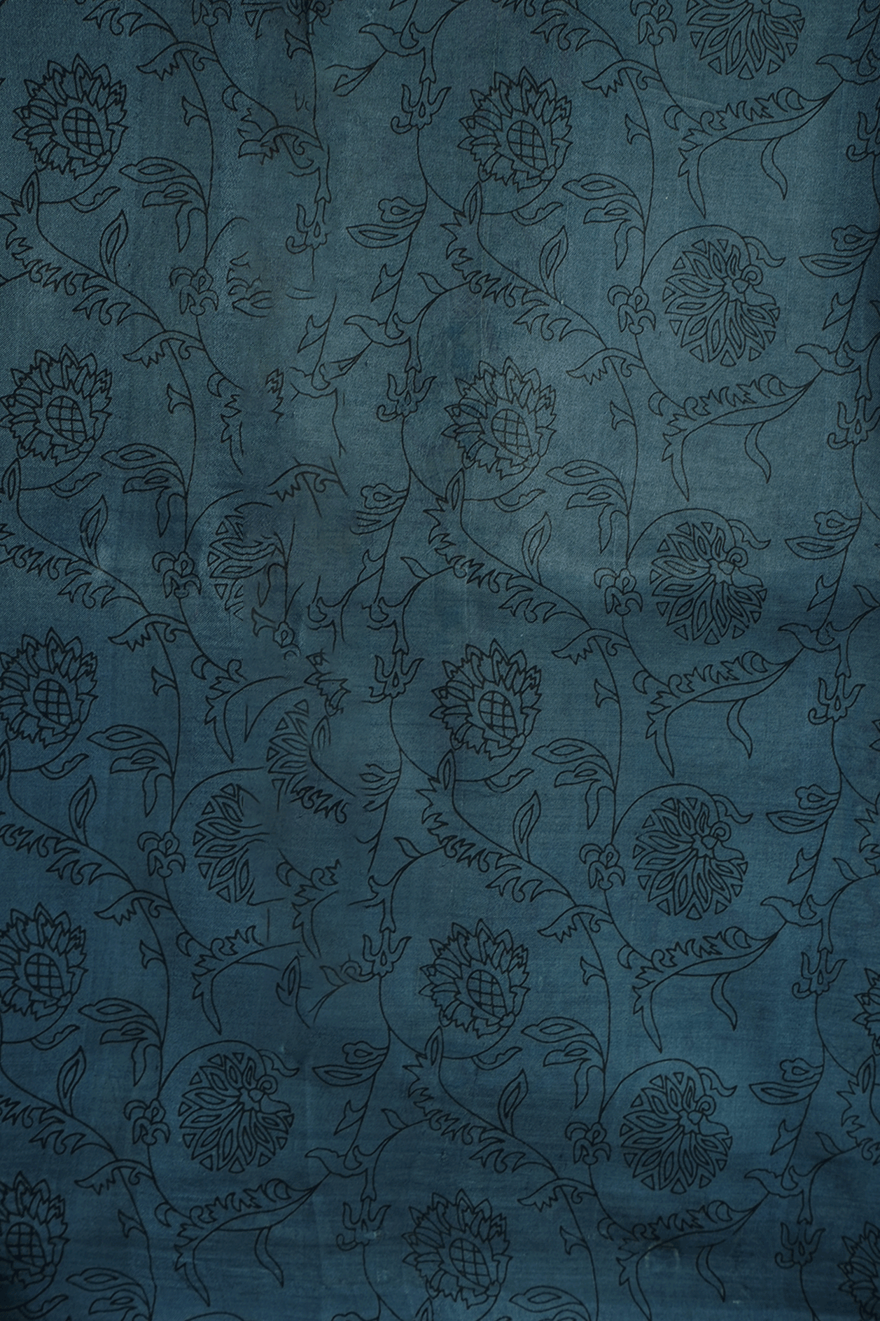 Madhubani Design Border Charcoal Grey Printed Silk Saree