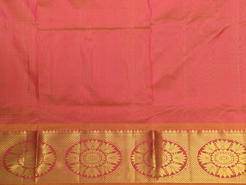 Mandala Zari Big Border With Thilagam Buttis Purple Kanchipuram Silk Unstitched Pavadai Sattai Material