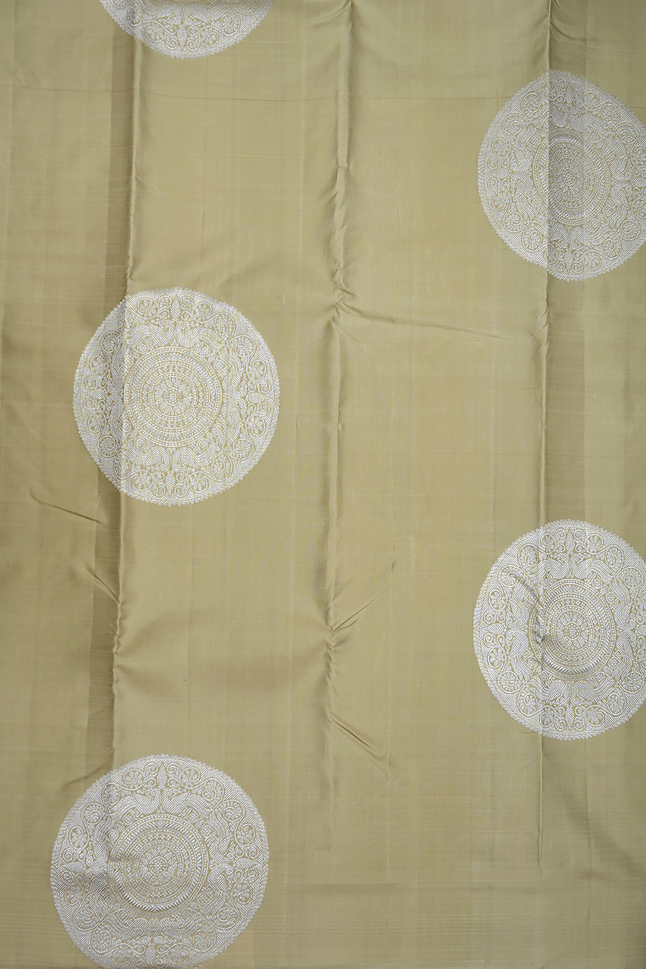 Mandala Zari Design Beige Kanchipuram Silk Saree