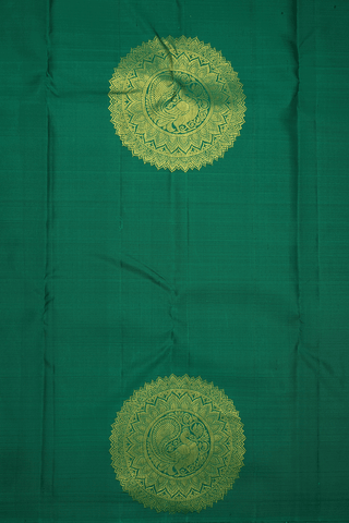 Mandala Zari Design Bold Green Kanchipuram Silk Saree