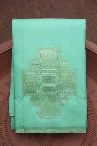 Mandala Zari Design Mint Green Kanchipuram Silk Saree