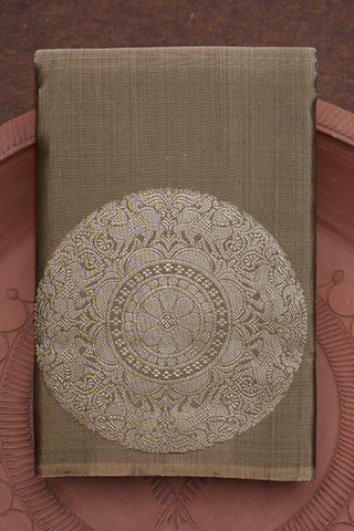 Mandala Silver Zari Motifs Elephant Grey Kanchipuram Silk Saree