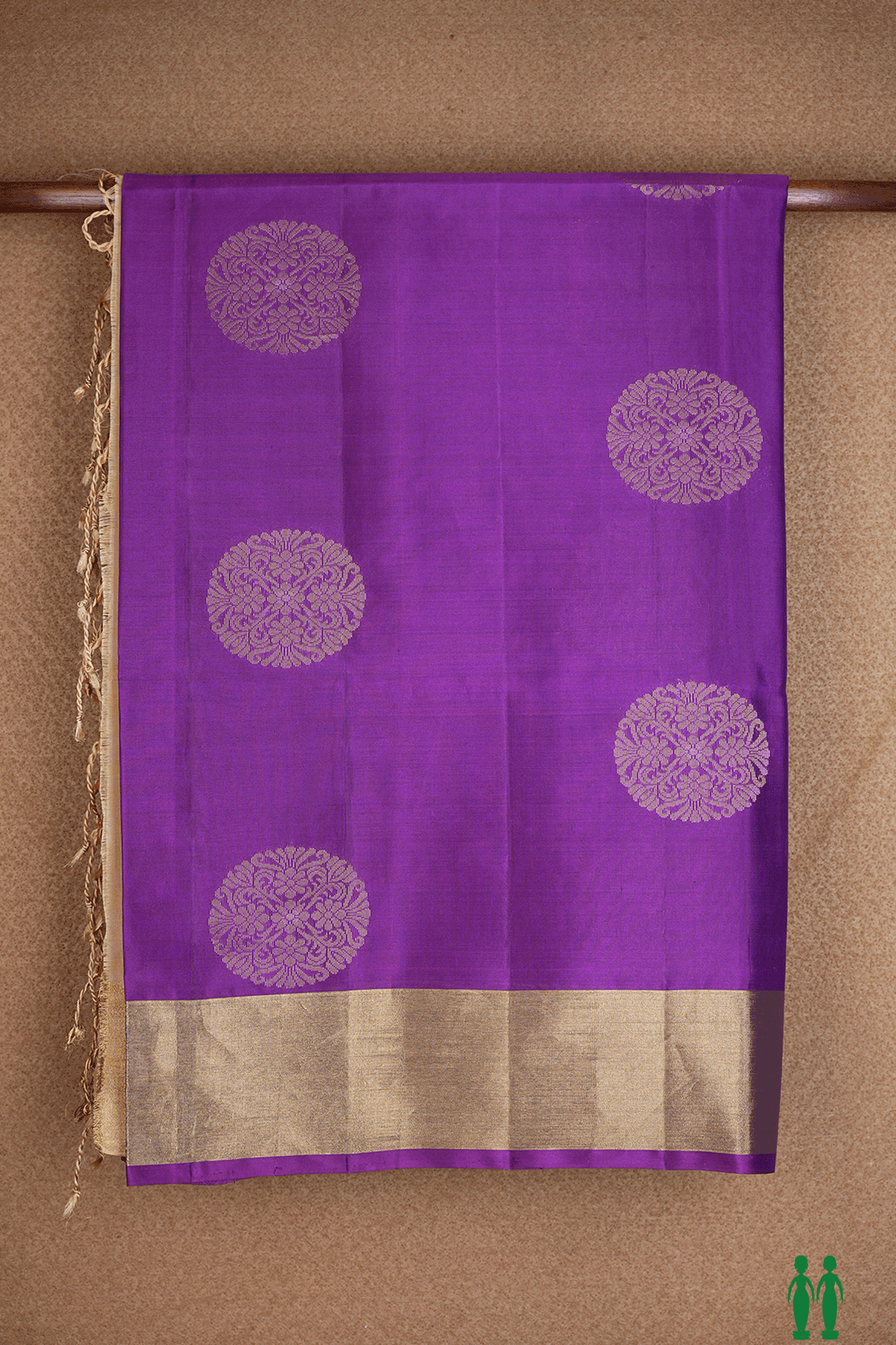 Mandala Zari Motifs Purple Soft Silk Saree