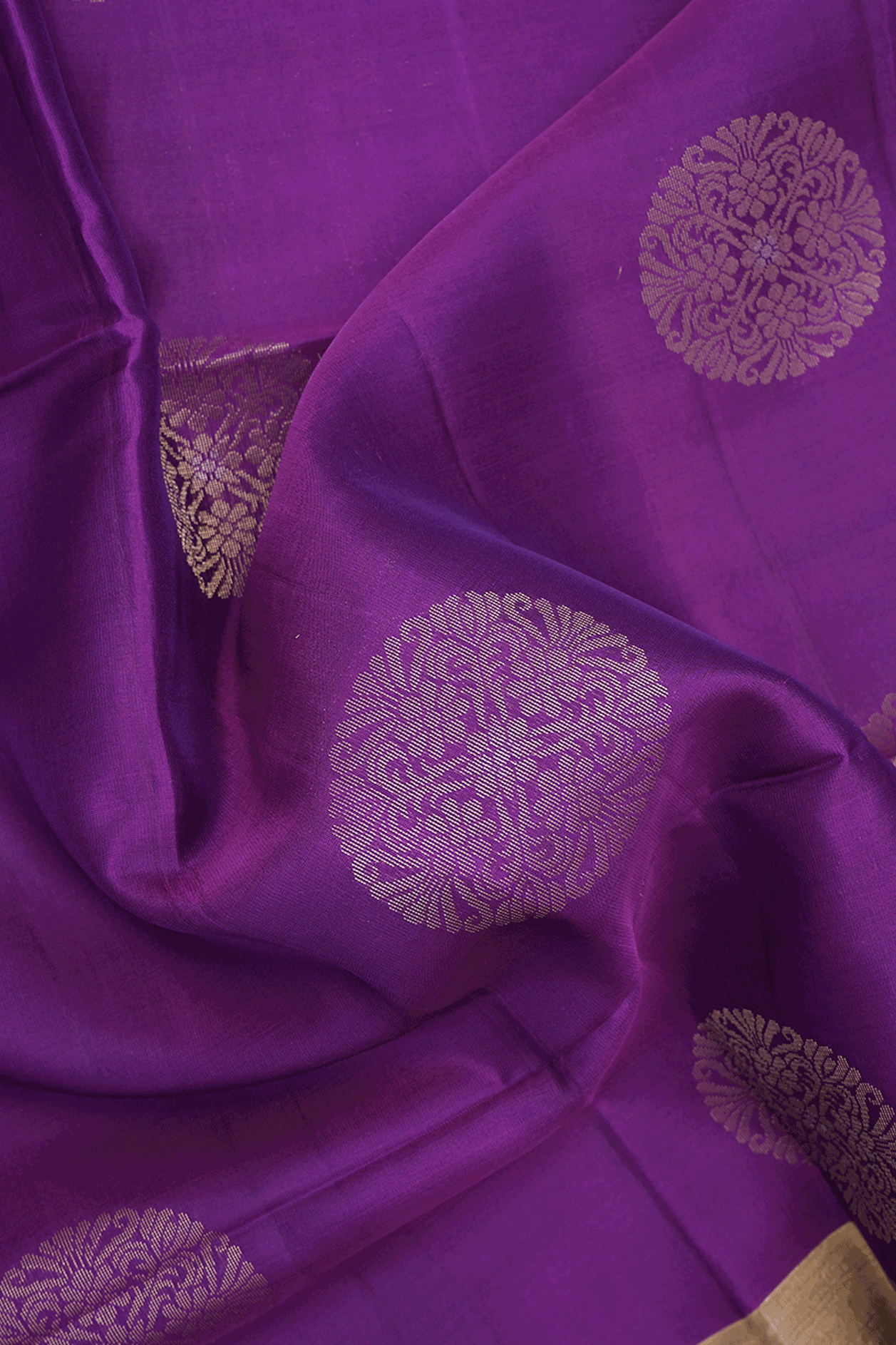 Mandala Zari Motifs Purple Soft Silk Saree