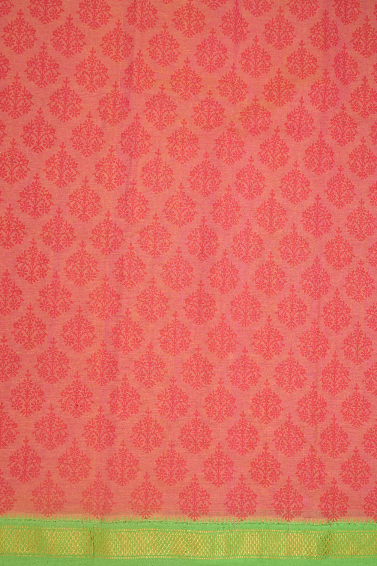 Printed Floral Buttas Coral Pink Mangalagiri Cotton Saree