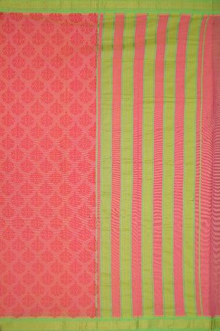 Printed Floral Buttas Coral Pink Mangalagiri Cotton Saree