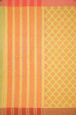 Printed Floral Buttas Royal Yellow Mangalagiri Cotton Saree