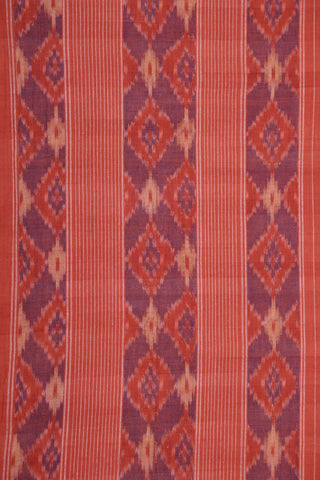 Maroon Plain Border With Geometric Pattern Slate Blue Hand Spun Cotton Saree