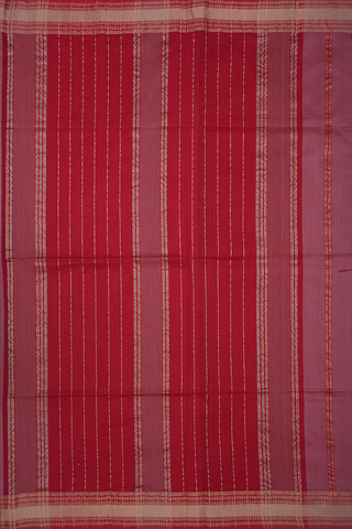 Mayil Kann Border Dusty Red Maheswari Silk Cotton Saree