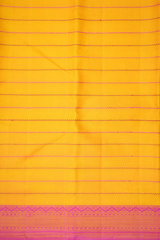 Mayil Kann Threadwork Border Mango Yellow Kanchipuram Silk Saree