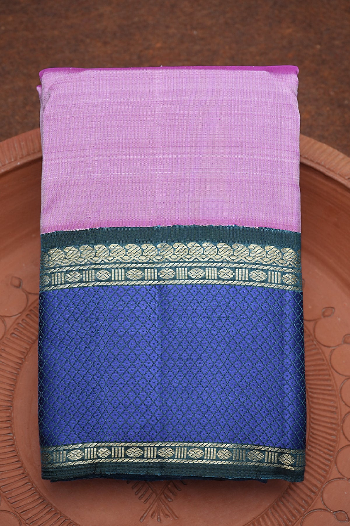 Mayil Kann Threadwork Border Lavender Kanchipuram Silk Saree