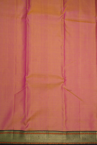 Mayil Kann Zari Border Plain Coral Pink Kanchipuram Silk Saree