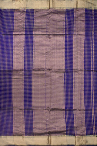 Mayil Kann Zari Border With Checks Royal Blue Maheswari Silk Cotton Saree