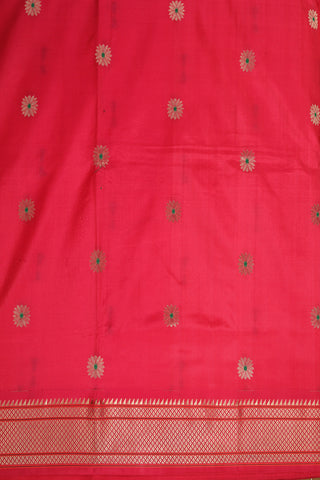 Mayilkan Border With Meenakari Work Butta Red Paithani Semi Silk Saree