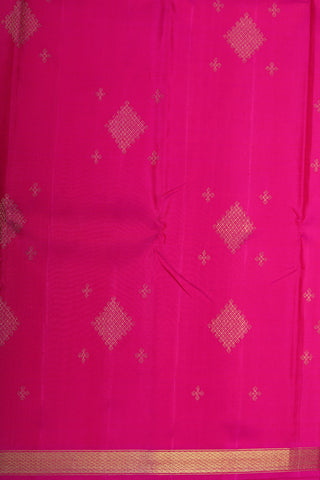 Mayilkan Zari Border With Kolam Design Magenta Pink Kanchipuram Silk Saree