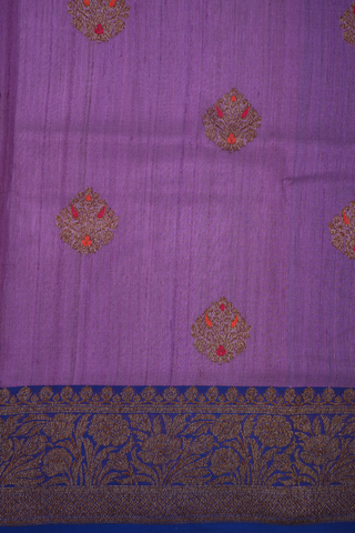 Meenakari Work Buttas Dusty Purple Tussar Banarasi Silk Saree