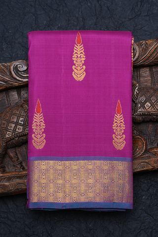 Meenakari Work Purple Rose Kanchipuram Silk Saree