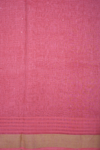 Mirror Work Buttis Punch Pink Linen Saree