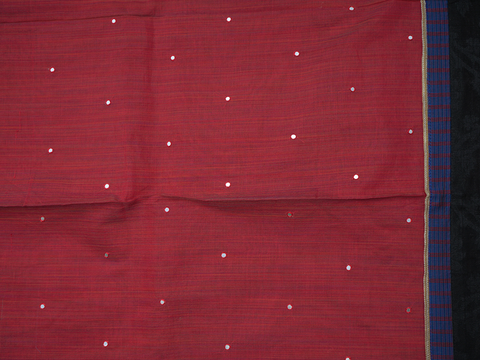 Mirror Work Buttis Ruby Red Chanderi Unstitched Salwar Material