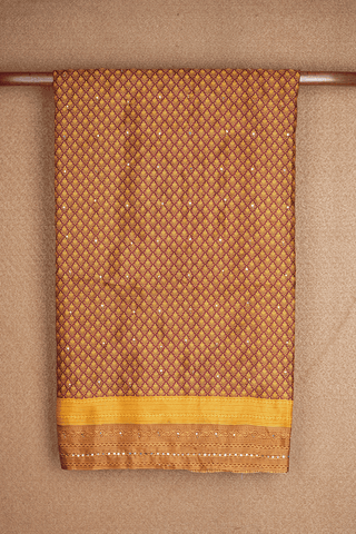 Mirror Work Buttis Yellow And Red Printed Silk Saree