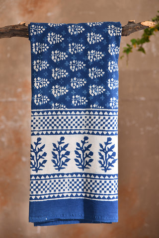 Indigo Print Jaipur Cotton Single Bedsheet