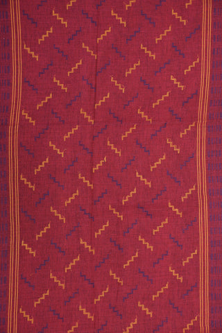Multicolor Border With Thread Work Stripes Maroon Hand Spun Bengal Cotton Saree