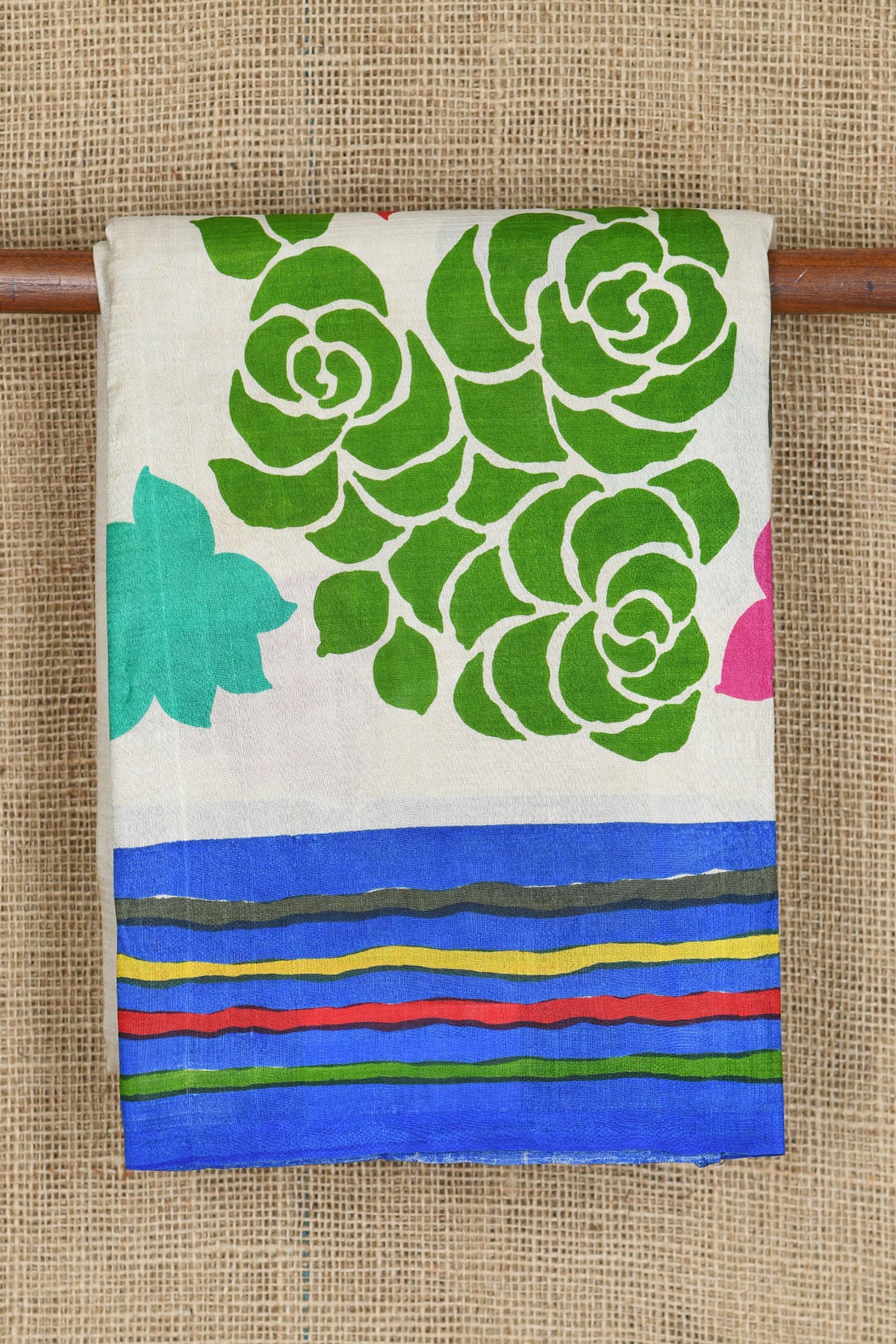 Multicolor Botanical Digital Printed Silk Saree