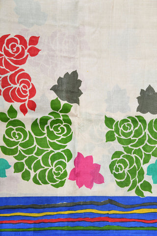 Multicolor Botanical Digital Printed Silk Saree