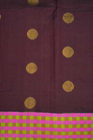 Multicolor Checked Border Burgundy Silk Cotton Saree