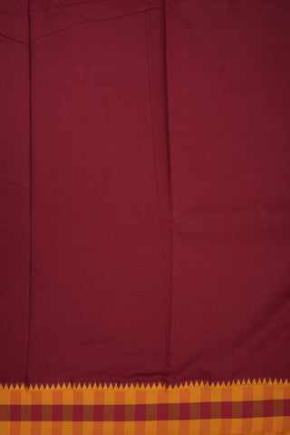 Multicolor Checked Border Crimson Red Dharwad Cotton Saree