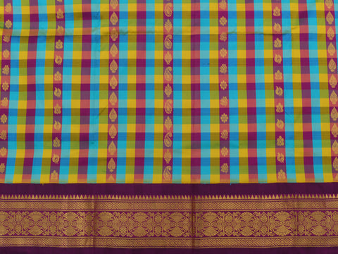 Multicolor Checks And Buttas Pavadai Sattai Material
